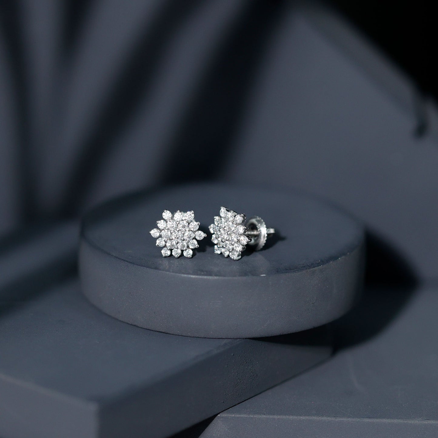 Certified Lab Grown Diamond Flower Statement Earrings