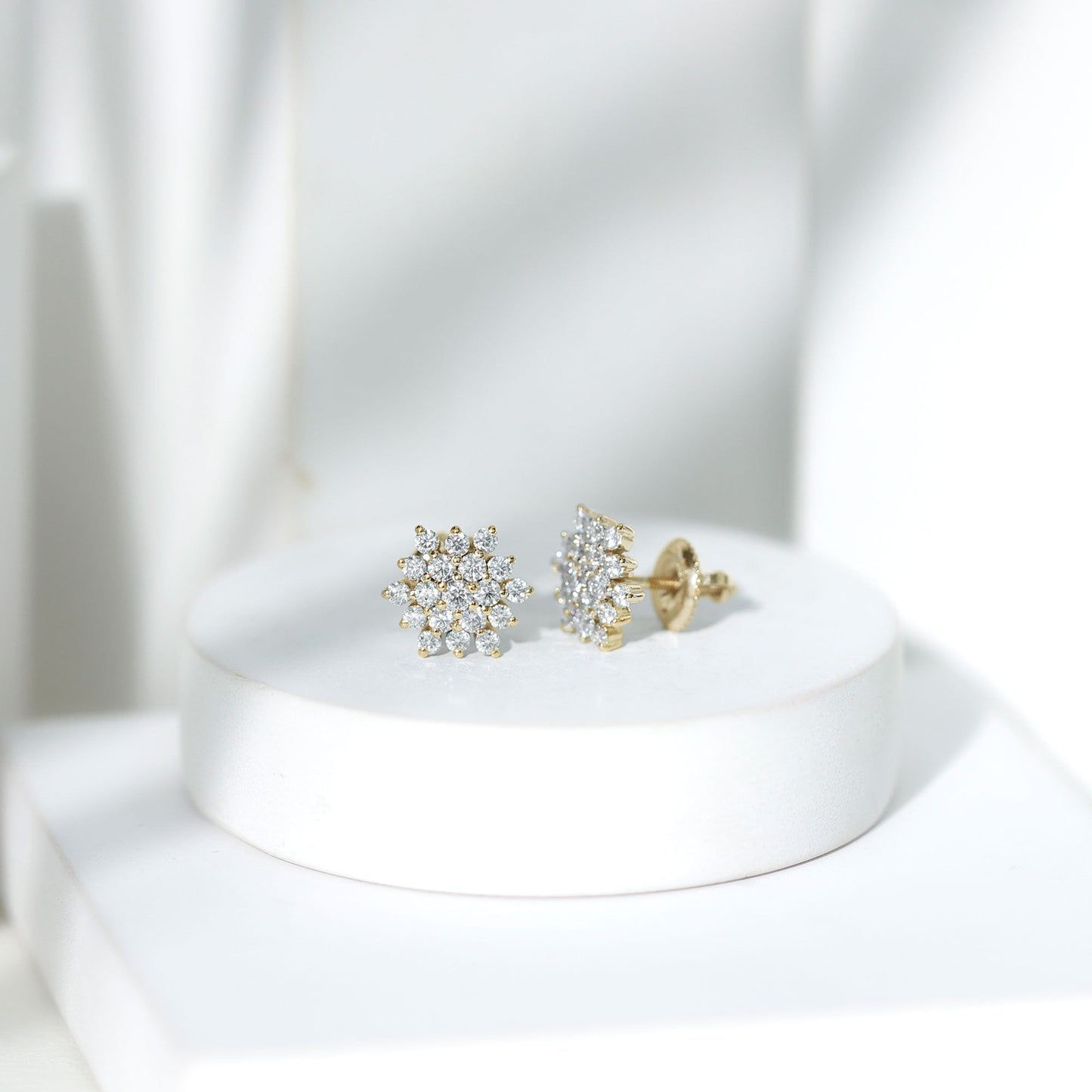 Certified Lab Grown Diamond Flower Statement Earrings