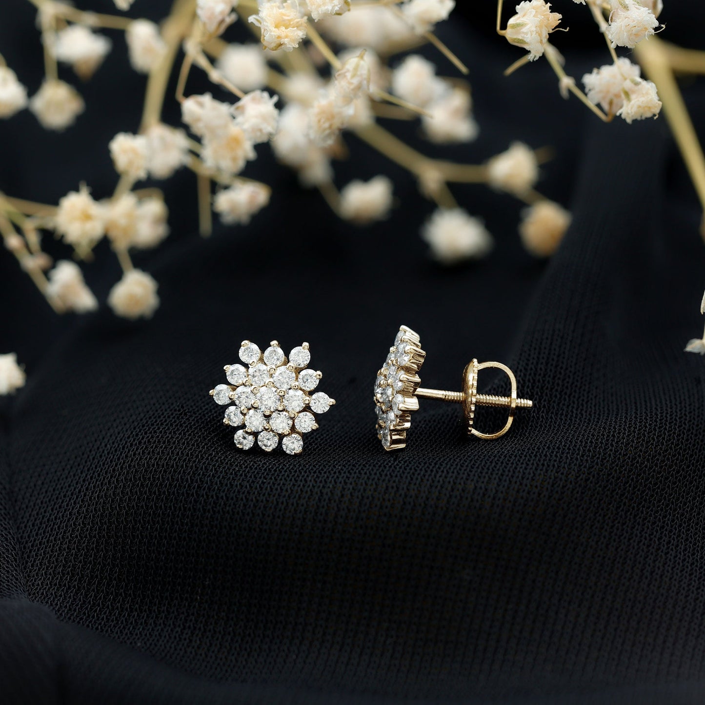 Certified Lab Grown Diamond Flower Statement Earrings
