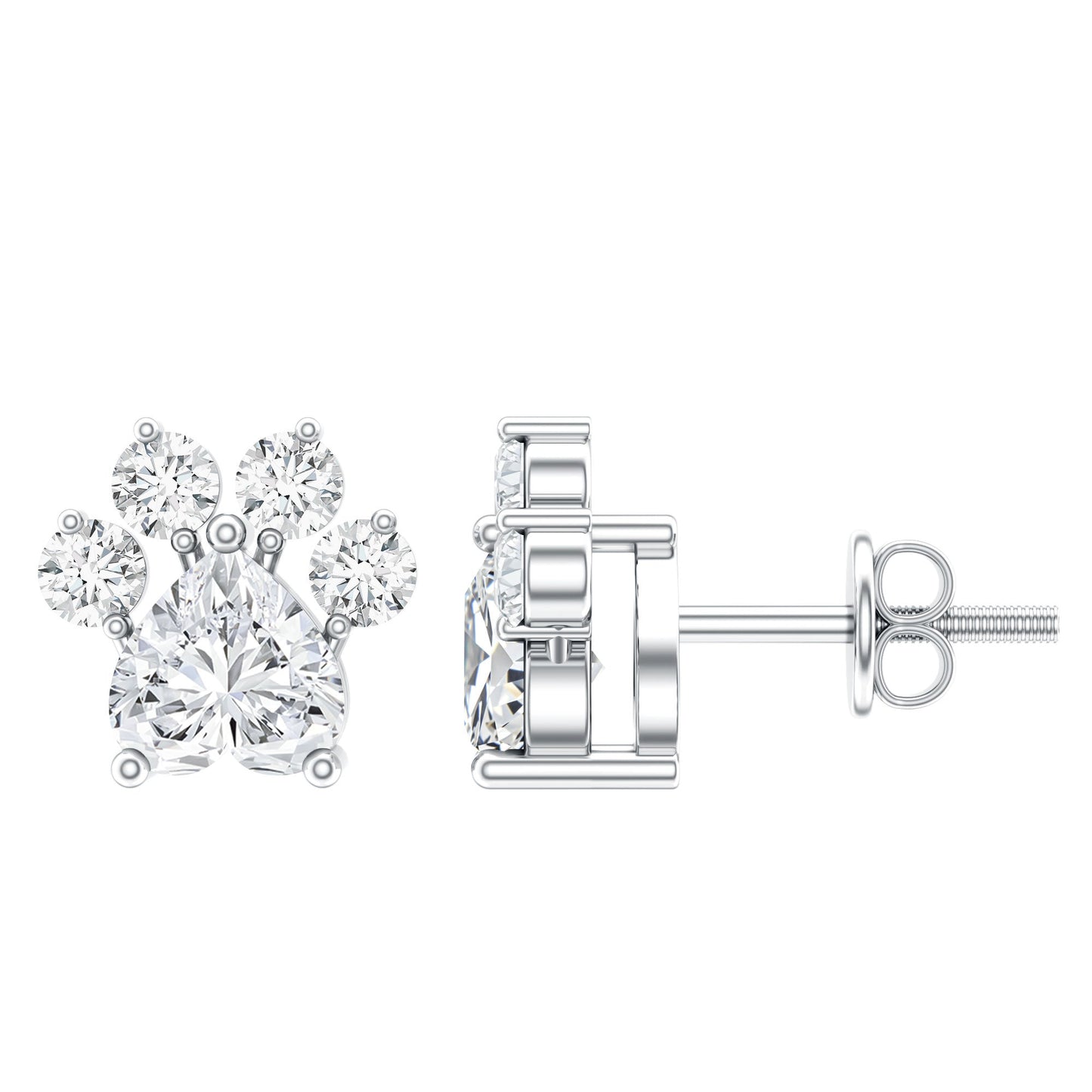 Certified Lab Grown Diamond Dog Paw Stud Earrings