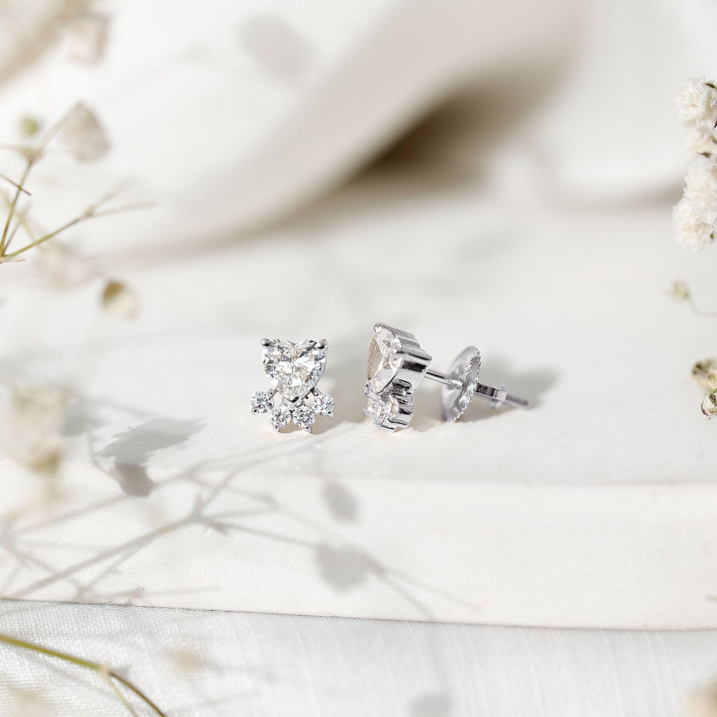 Certified Lab Grown Diamond Dog Paw Stud Earrings