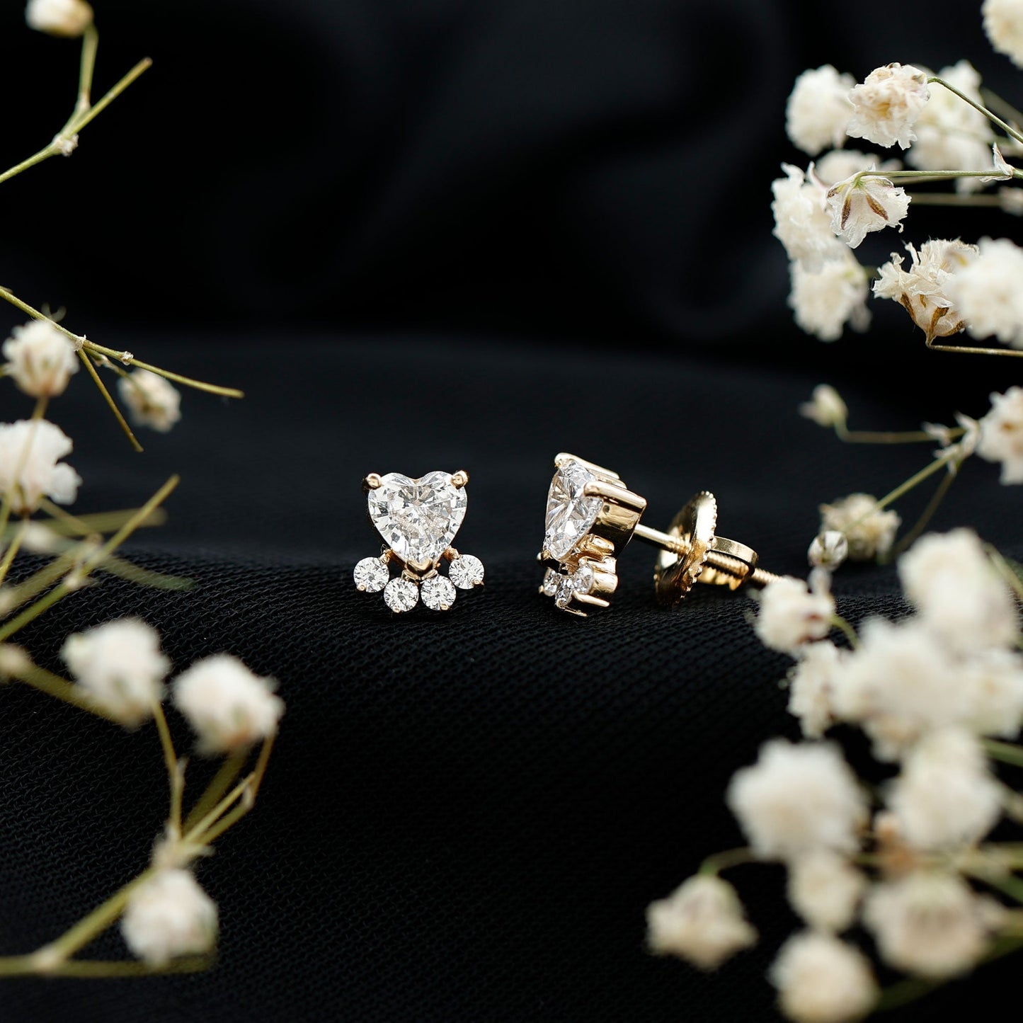 Certified Lab Grown Diamond Dog Paw Stud Earrings