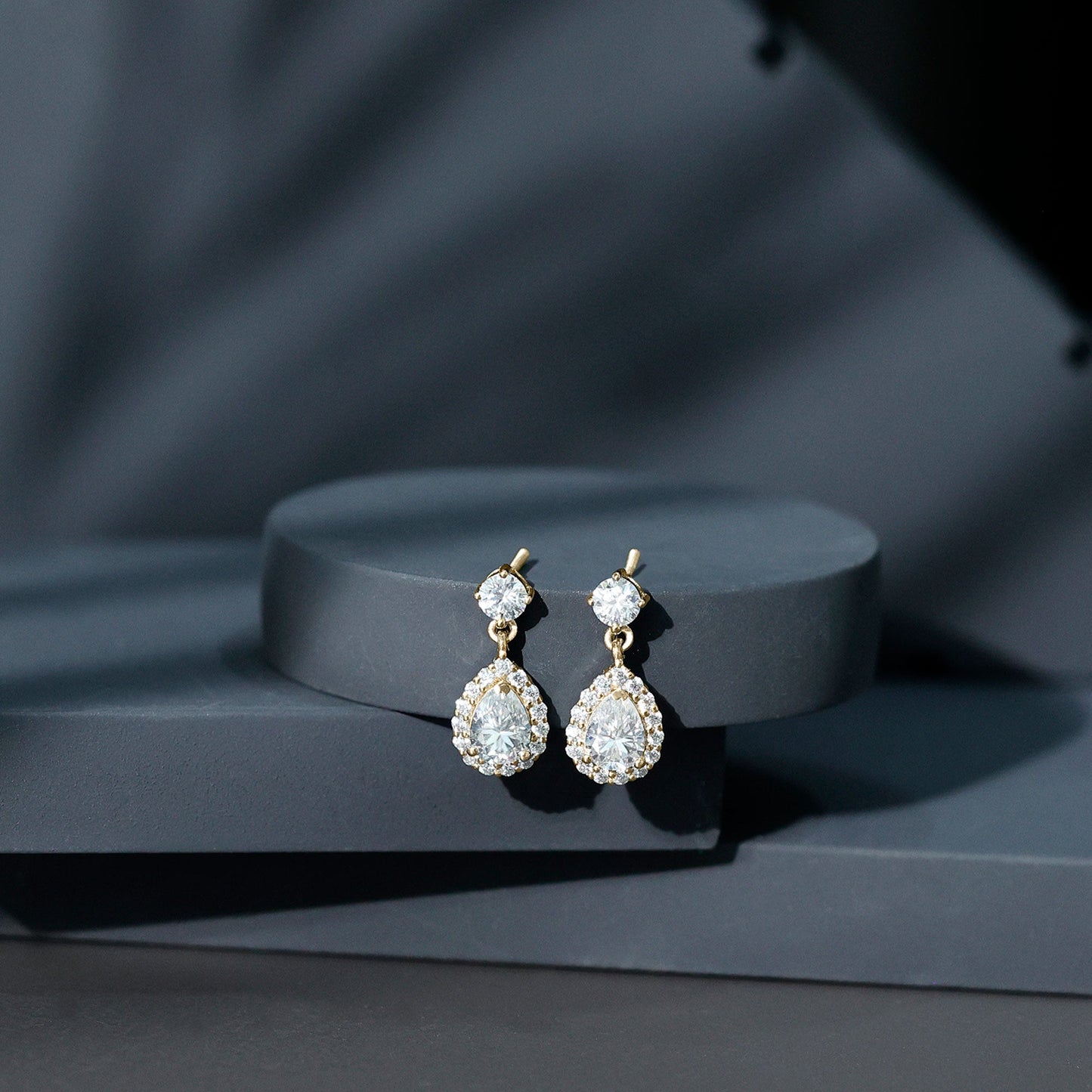 Lab 1.3 Carat Pear Shaped Diamond Bridal Drop Earrings