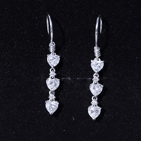 Certified Lab Heart Shaped Diamond Fish Hook Dangle Earrings