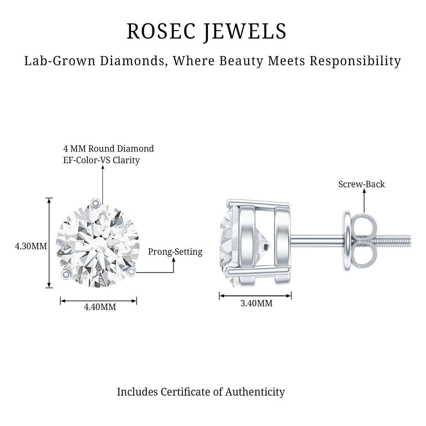 Certified Lab Grown Diamond Solitaire Earrings