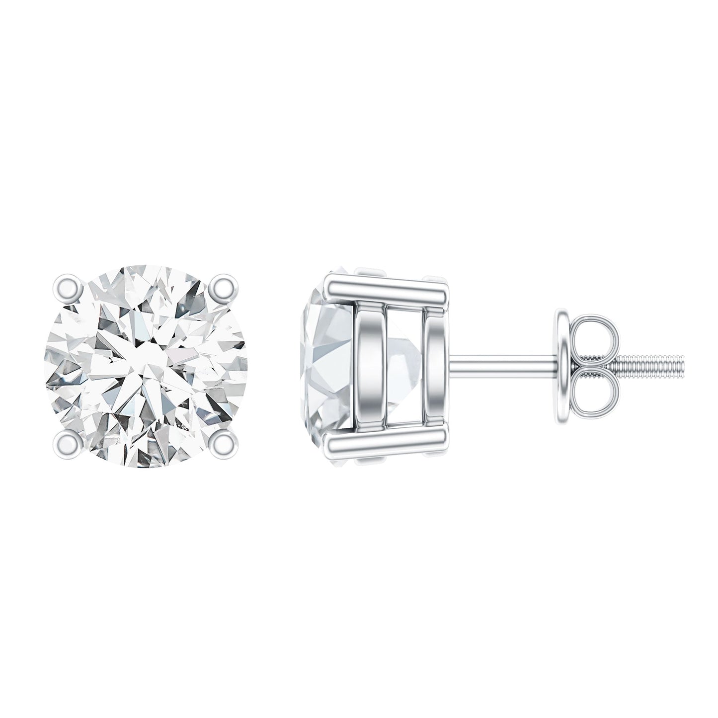 IGI Certified 2 Carat Round Lab Grown Diamond Stud Earrings with Screw Backs