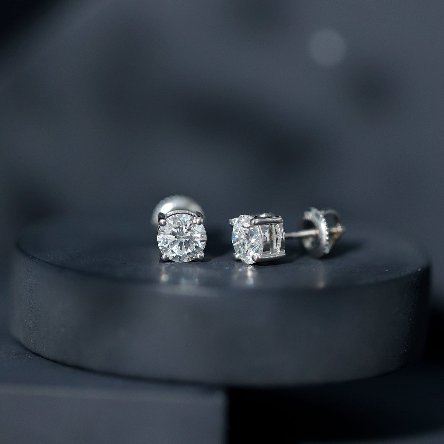 IGI Certified 2 Carat Round Lab Grown Diamond Stud Earrings with Screw Backs