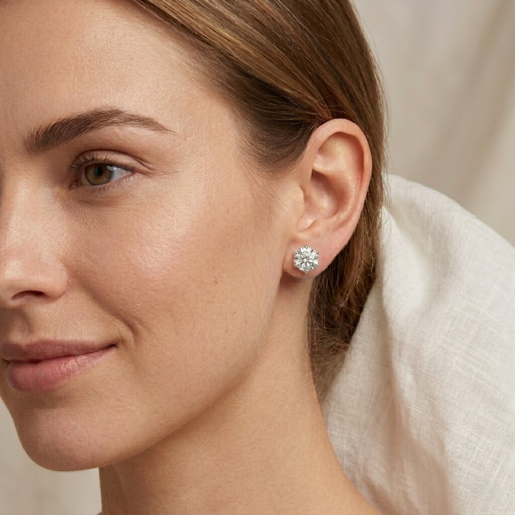 IGI Certified 4 Carat Lab Grown Diamond Solitaire Studs