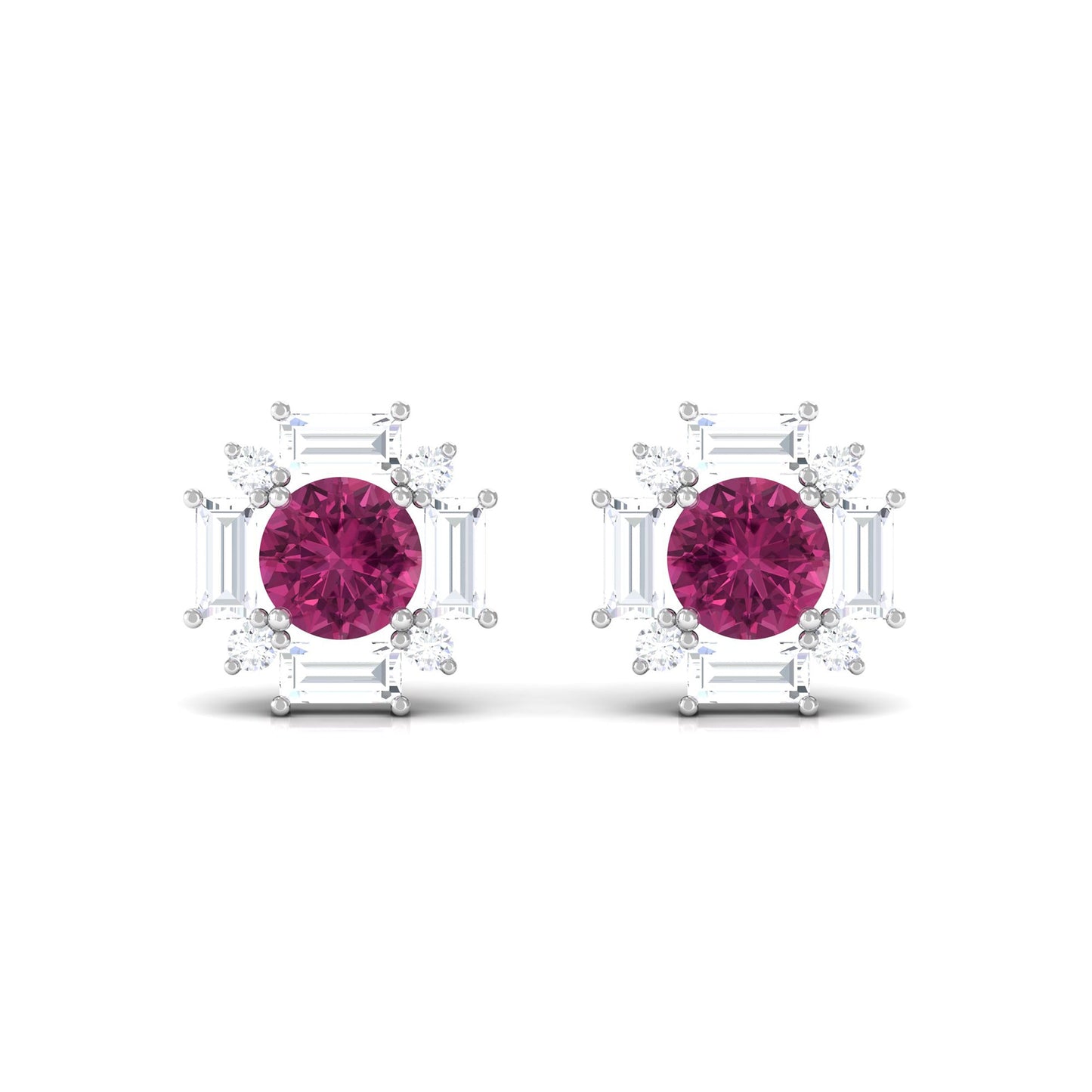 0.4 CT Pink Tourmaline and Diamond Halo Stud Earrings