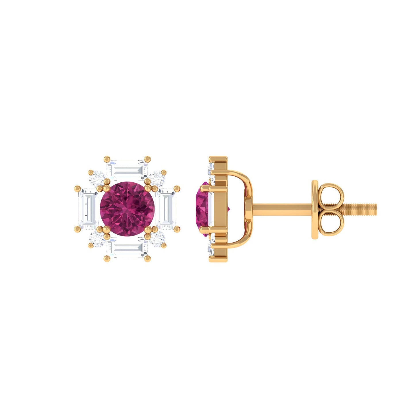 0.4 CT Pink Tourmaline and Diamond Halo Stud Earrings