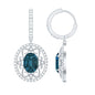 Vintage Inspired London Blue Topaz and Diamond Wedding Drop Earrings
