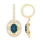 Vintage Inspired London Blue Topaz and Diamond Wedding Drop Earrings
