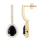 Natural 2 Carat Black Spinel Teardrop Earrings with Moissanite Halo