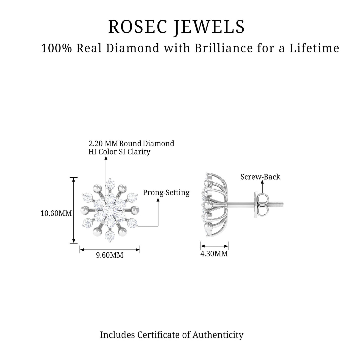 Diamond Cluster Stud Earrings