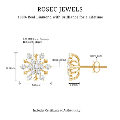 Diamond Cluster Stud Earrings