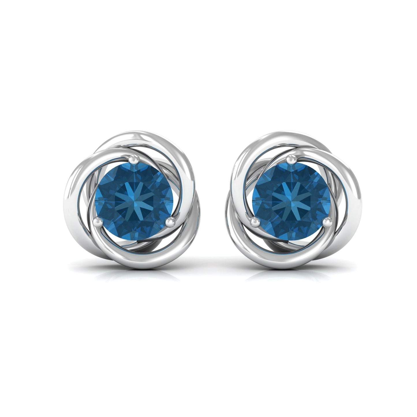 1.2 Carat London Blue Topaz Swirl Stud Earrings for Women