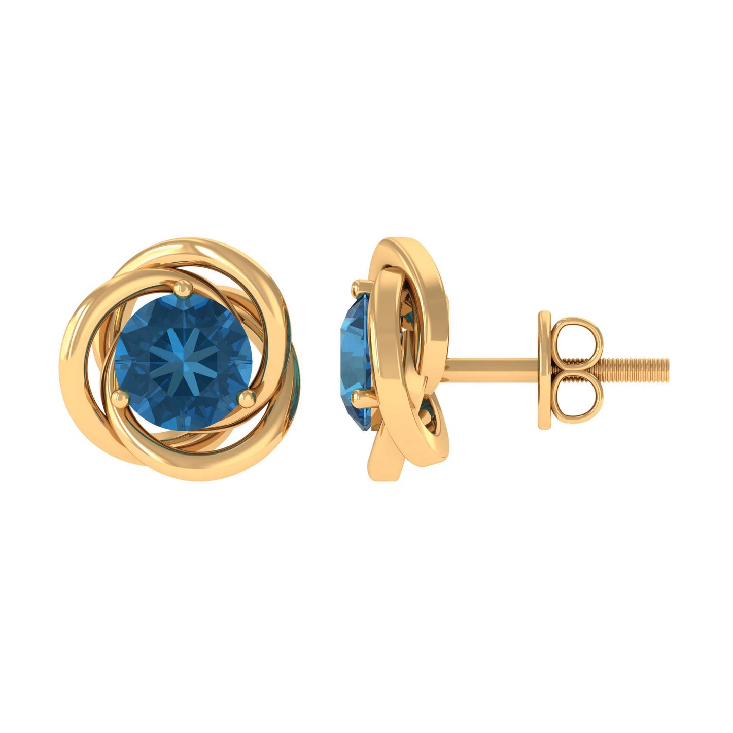 1.2 Carat London Blue Topaz Swirl Stud Earrings for Women