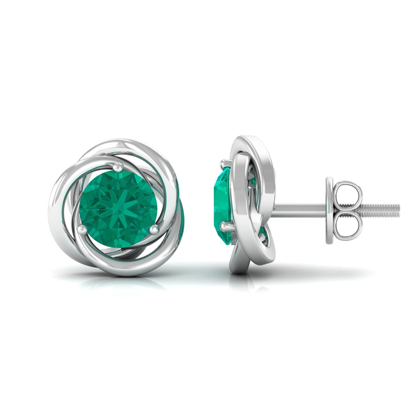 0.9 Carat Emerald Swirl Stud Earrings for Women