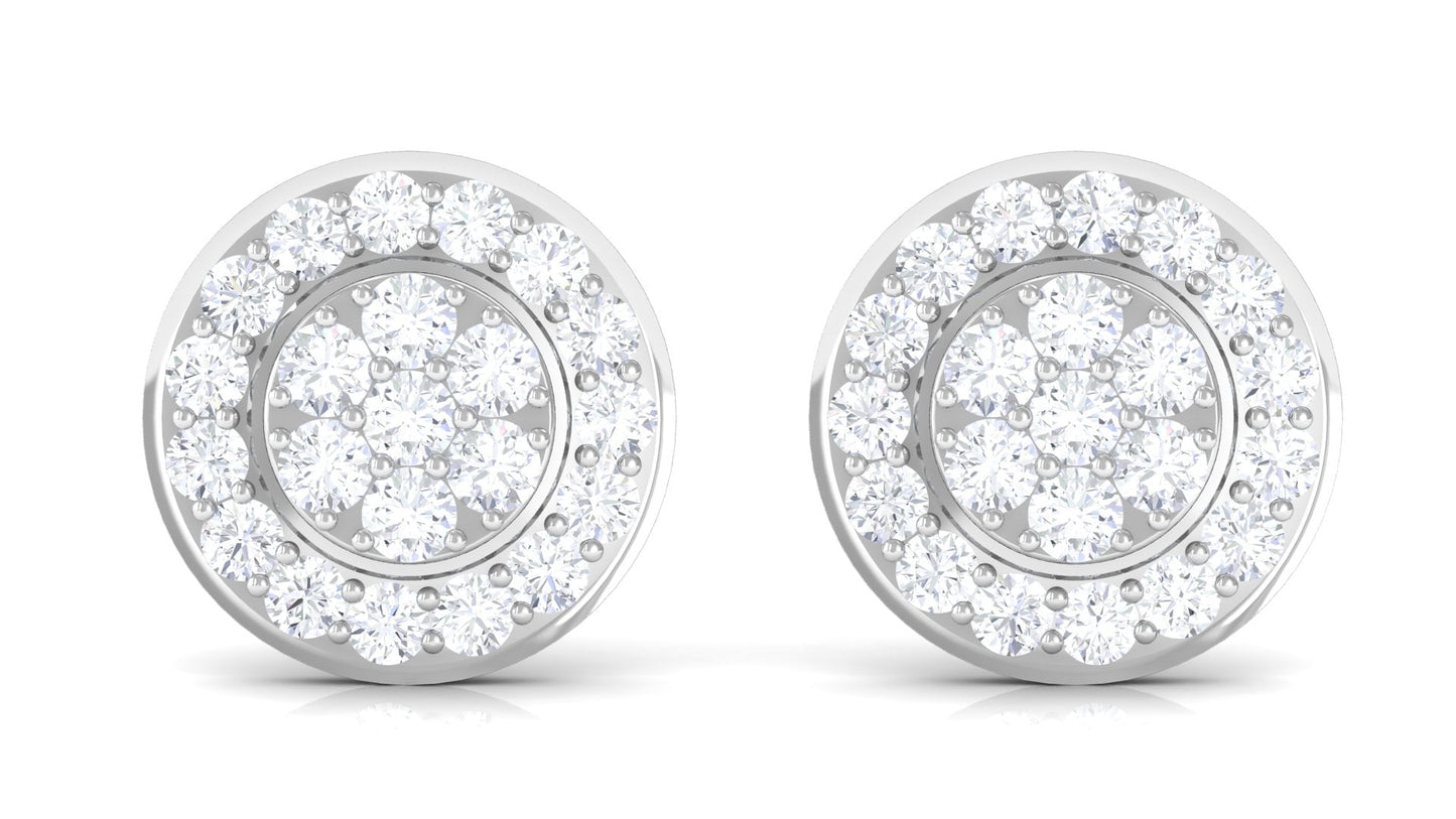 Natural Diamond Round Earrings with Screw Back