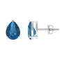 2.3 CT Solitaire Stud Earrings with Pear Shaped London Blue Topaz