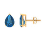 2.3 CT Solitaire Stud Earrings with Pear Shaped London Blue Topaz