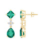 2 Carat Lab Created Emerald and Diamond Bridal Dangle Earrings