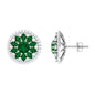 Lab Created Emerald and Moissanite Big Stud Earrings
