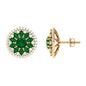 Lab Created Emerald and Moissanite Big Stud Earrings