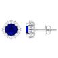 Designer Lab Created Blue Sapphire and Diamond Halo Stud Earrings
