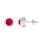1.3 Carat Lab Created Ruby Halo Stud Earrings with Diamond