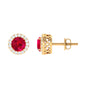 1.3 Carat Lab Created Ruby Halo Stud Earrings with Diamond