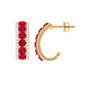 Lab Created Ruby and Diamond Hoop Earrings with Screw Backs