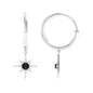 Lab Created Black and White Diamond Sunburst Hoop Earrings