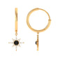 Lab Created Black and White Diamond Sunburst Hoop Earrings