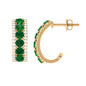 Lab Created Emerald and Diamond Hoop Earrings with Certificate