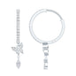 Natural Diamond Butterfly Hoop Earrings for Women
