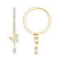 Natural Diamond Butterfly Hoop Earrings for Women
