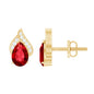 Pear Shaped Lab Created Ruby and Diamond Stud Earring
