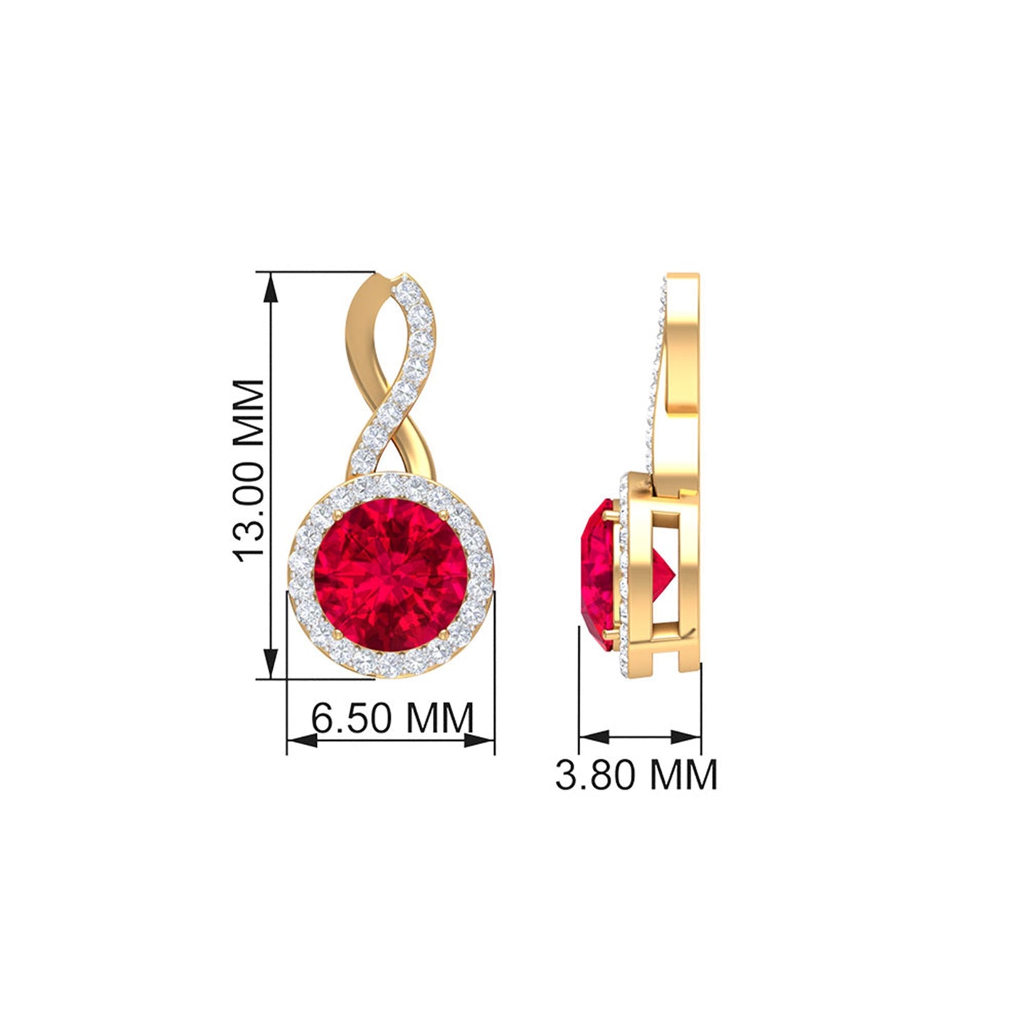 Lab Created Ruby and Diamond Infinity Stud Earrings with Halo