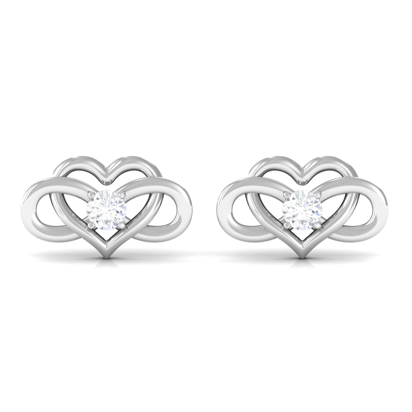 Natural Diamond Infinity Heart Earrings with Screw Back