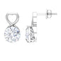 1.9 Carat Round Shape Solitaire Moissanite Heart Stud Earrings
