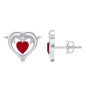0.94 Carat Heart Shape Ruby Dolphin Stud Earrings