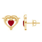 0.94 Carat Heart Shape Ruby Dolphin Stud Earrings