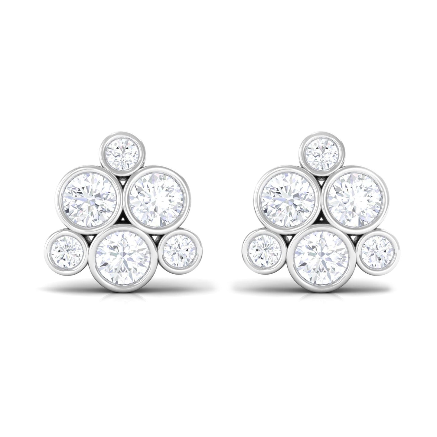 Bezel Set Diamond Cluster Stud Earrings