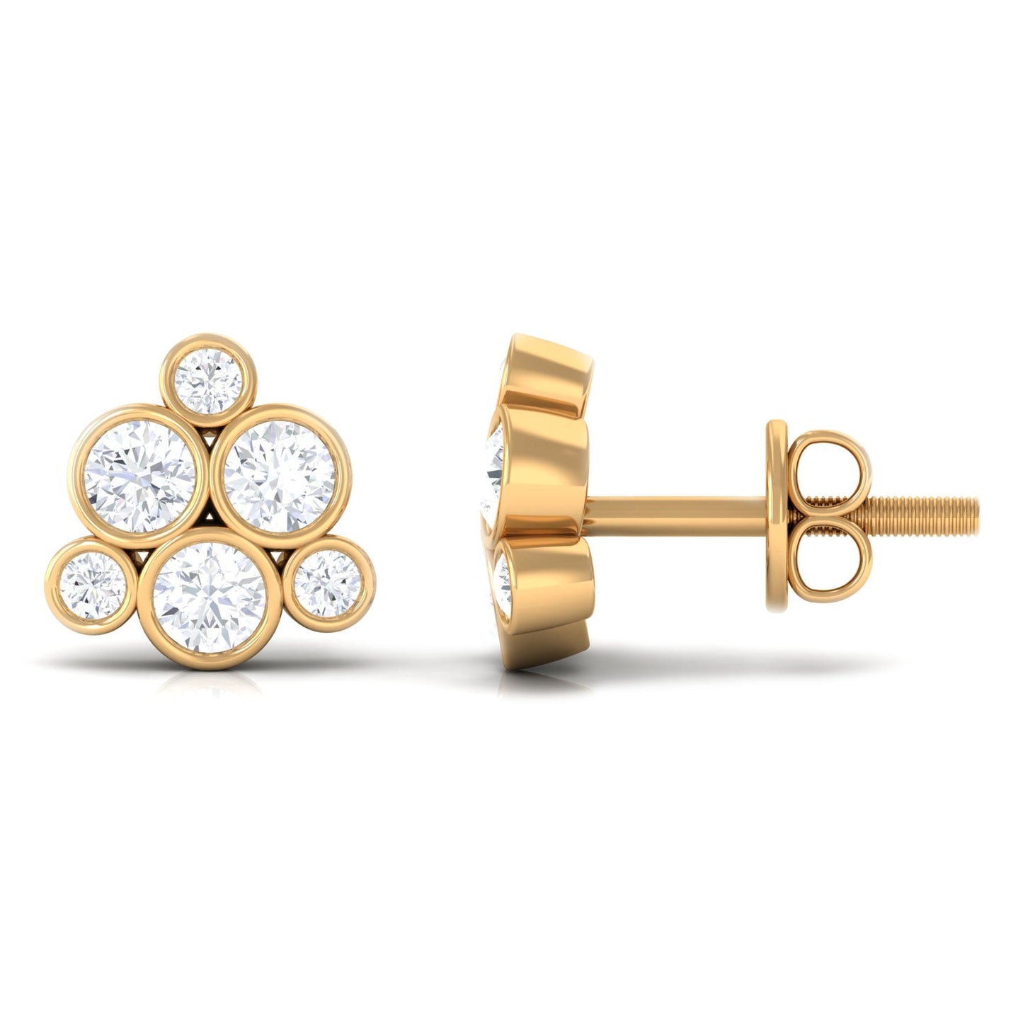 Bezel Set Diamond Cluster Stud Earrings
