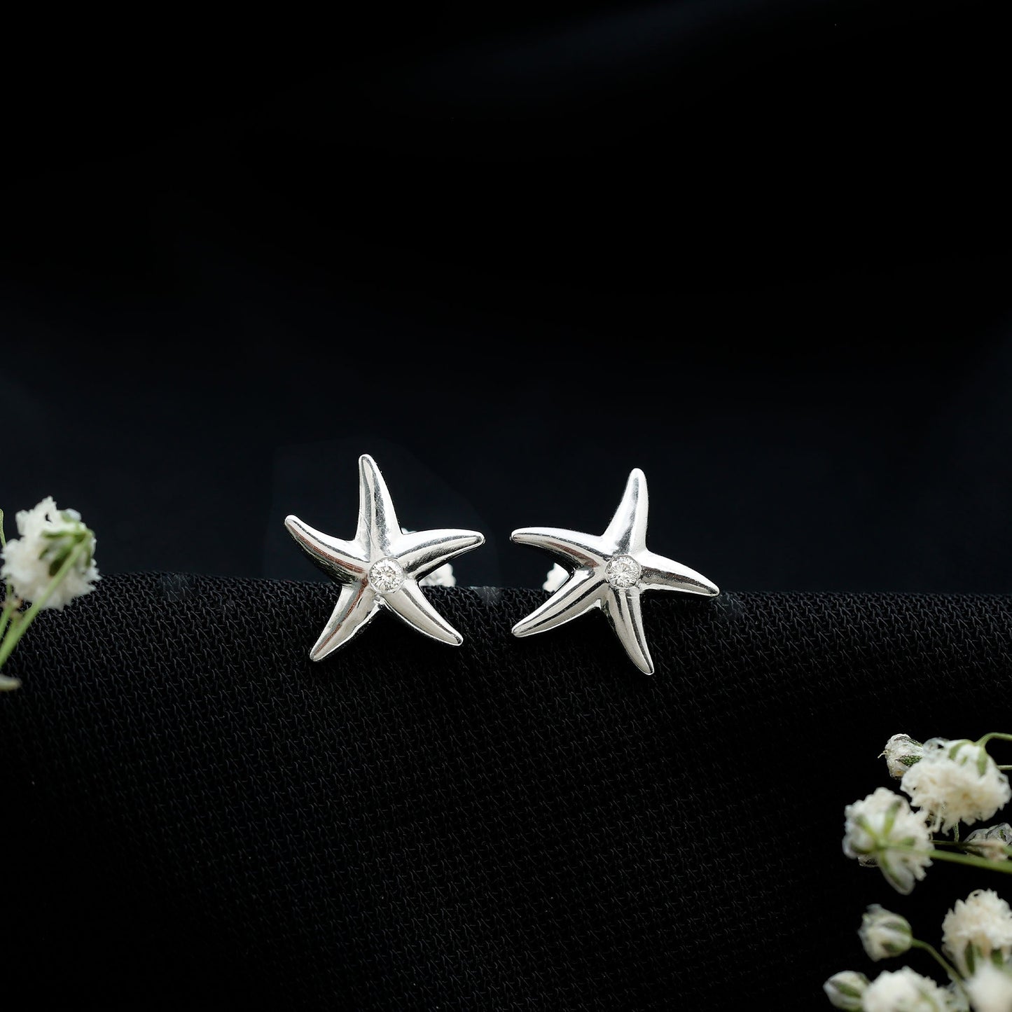 Diamond Starfish Stud Earrings for Women