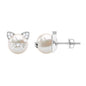 14.9 Carat Freshwater Pearl and Diamond Kitten Stud Earrings