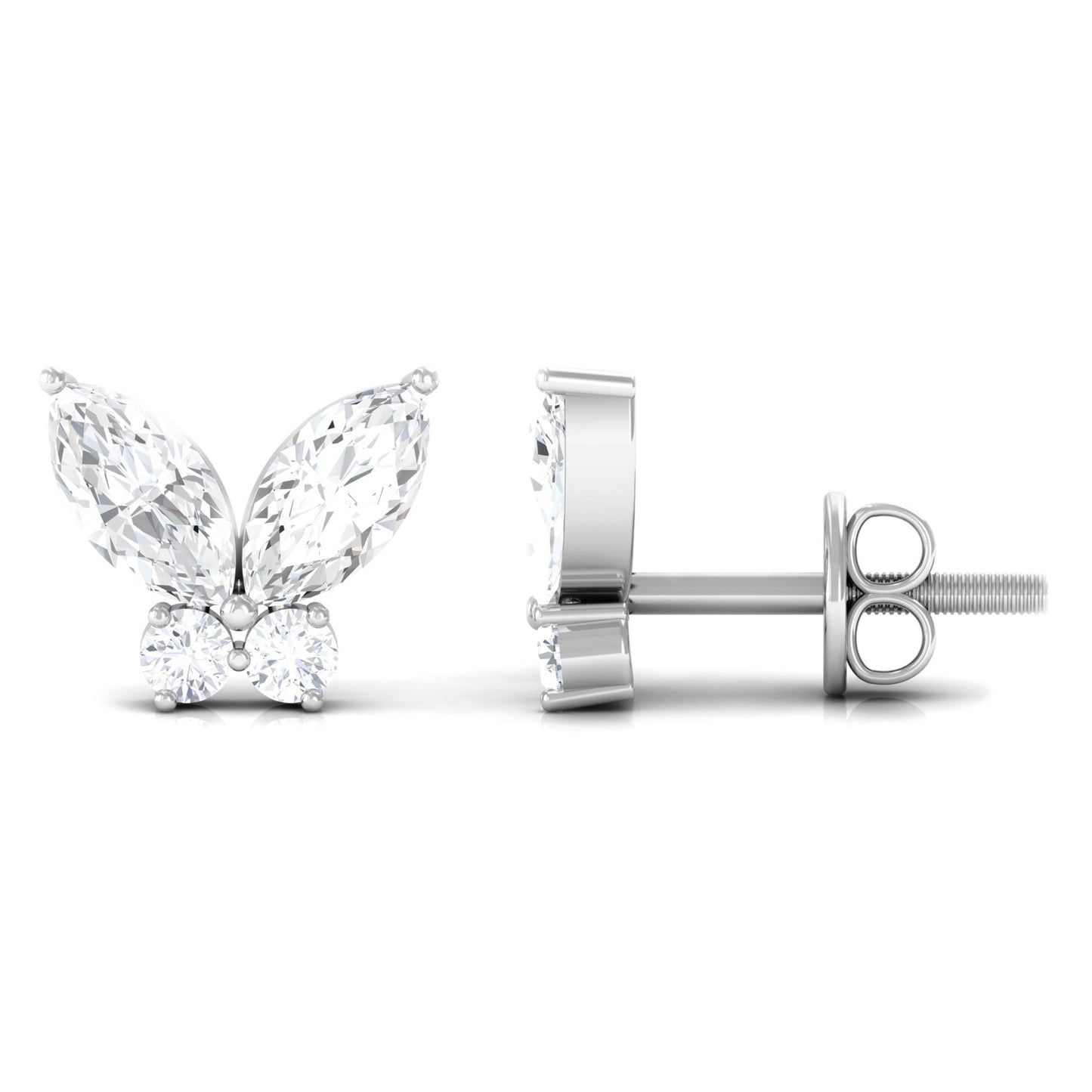 Natural Diamond Butterfly Stud Earrings with Certificate