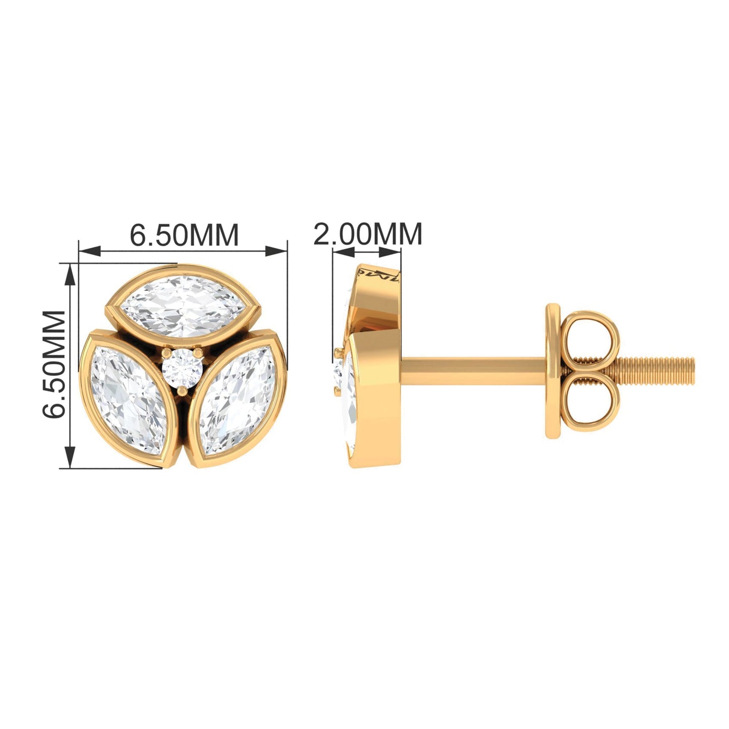 Bezel Set Natural Diamond Cluster Stud Earrings