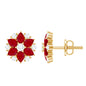 Pear Cut Ruby and Diamond Vintage Flower Earrings